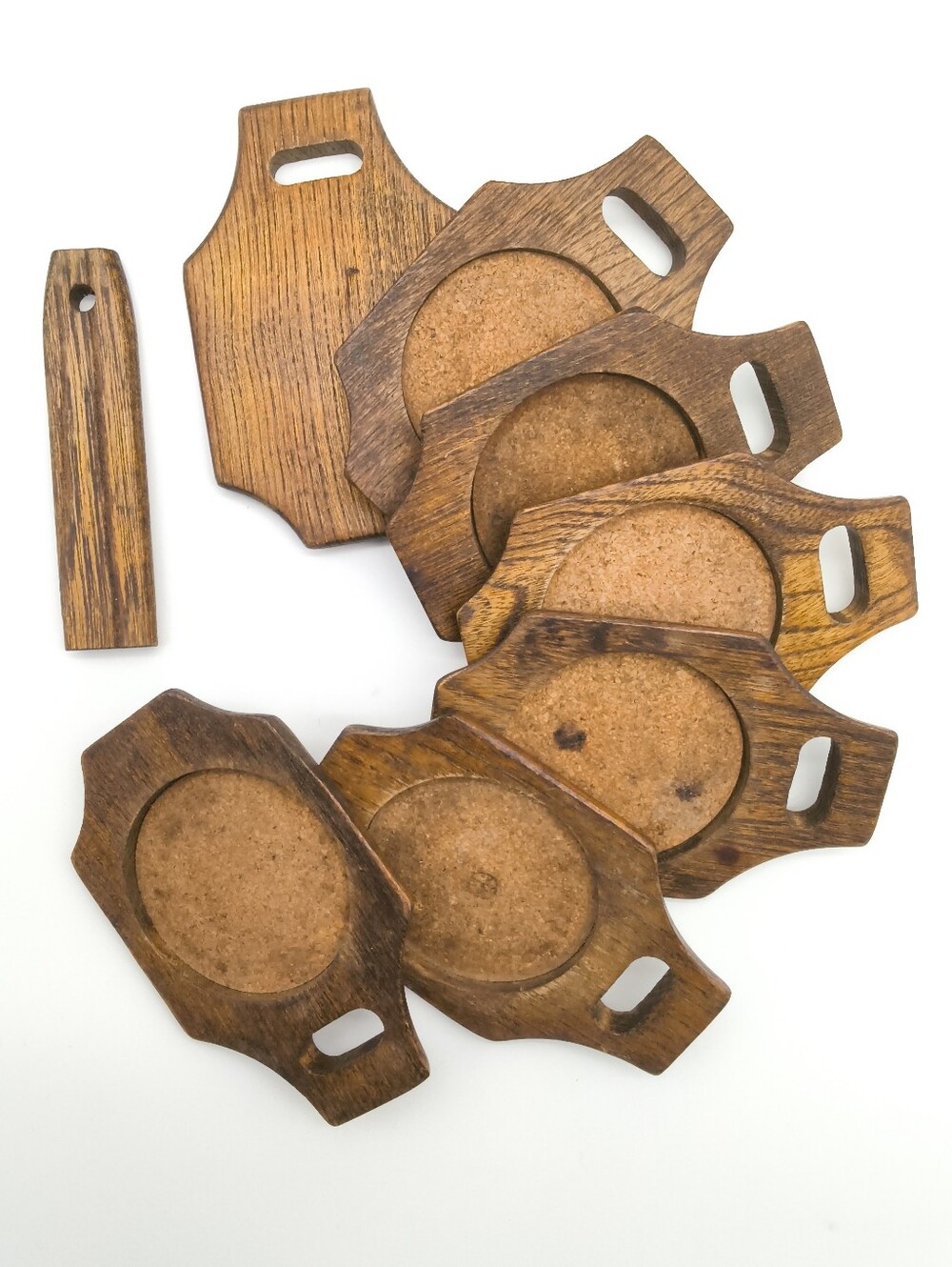 MCM Wood & Cork Stacking Coasters - Set of 6 - Made in Japan